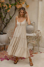 Zomerse lange jurk met strikdetail - Bakkermode.nl