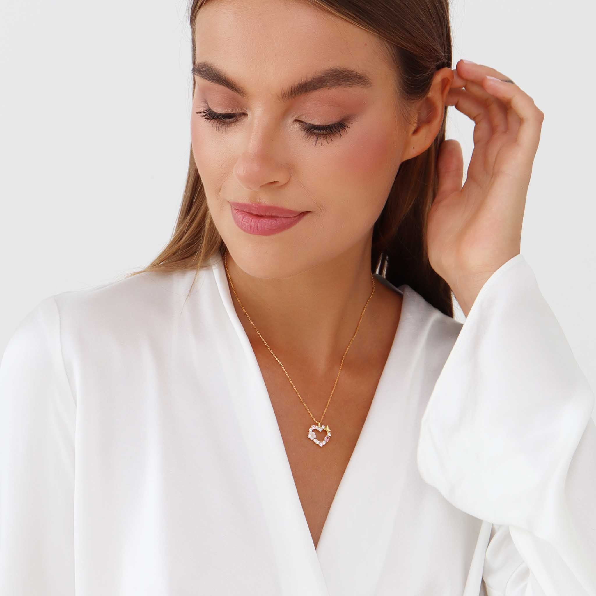 Sprankelende hartketting - elegante gouden dameshanger