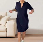 Dames korte mouw tuniekjurk - zachte stof voor casual en semi-formele gelegenheden