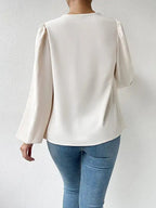 Dames blouse met cowl hals - elegante lange mouwen top