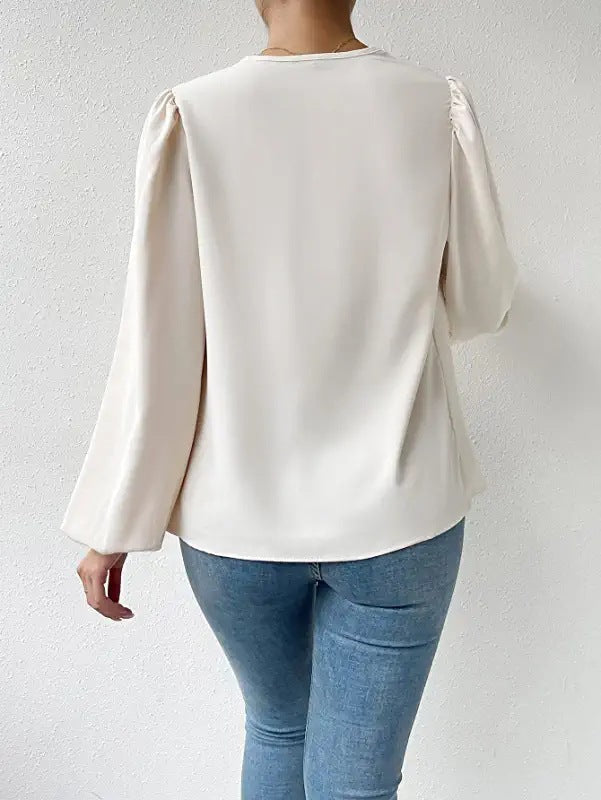 Dames blouse met cowl hals - elegante lange mouwen top