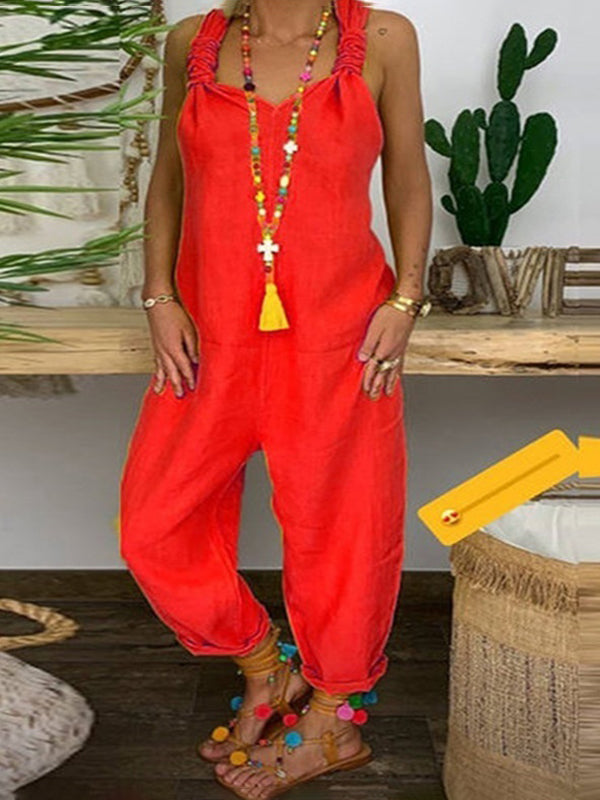 Dames stijlvolle jumpsuit met losse pasvorm - trendy zomeroverall voor casual looks