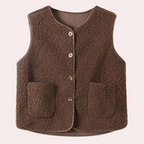 Sherpa vest - trendy knoop-up vest voor dames