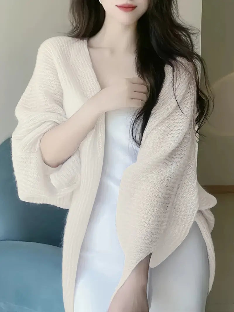 Gezellige gebreide cardigan met vleermuismouwen voor dames - Bakkermode.nl