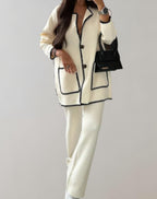 Dames longline cardigan met contrasterende bies - stijlvolle, lichte laagjes voor casual en kantoorlooks