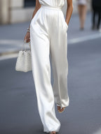 Dames jumpsuit elegante satijnen halterstijl witte avondkleding - verstelbare kettingsluiting voor veelzijdige mode