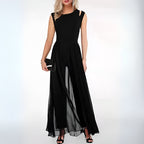 Dames jumpsuit - verfijnde chiffon outfit met chique uitsnijdingen