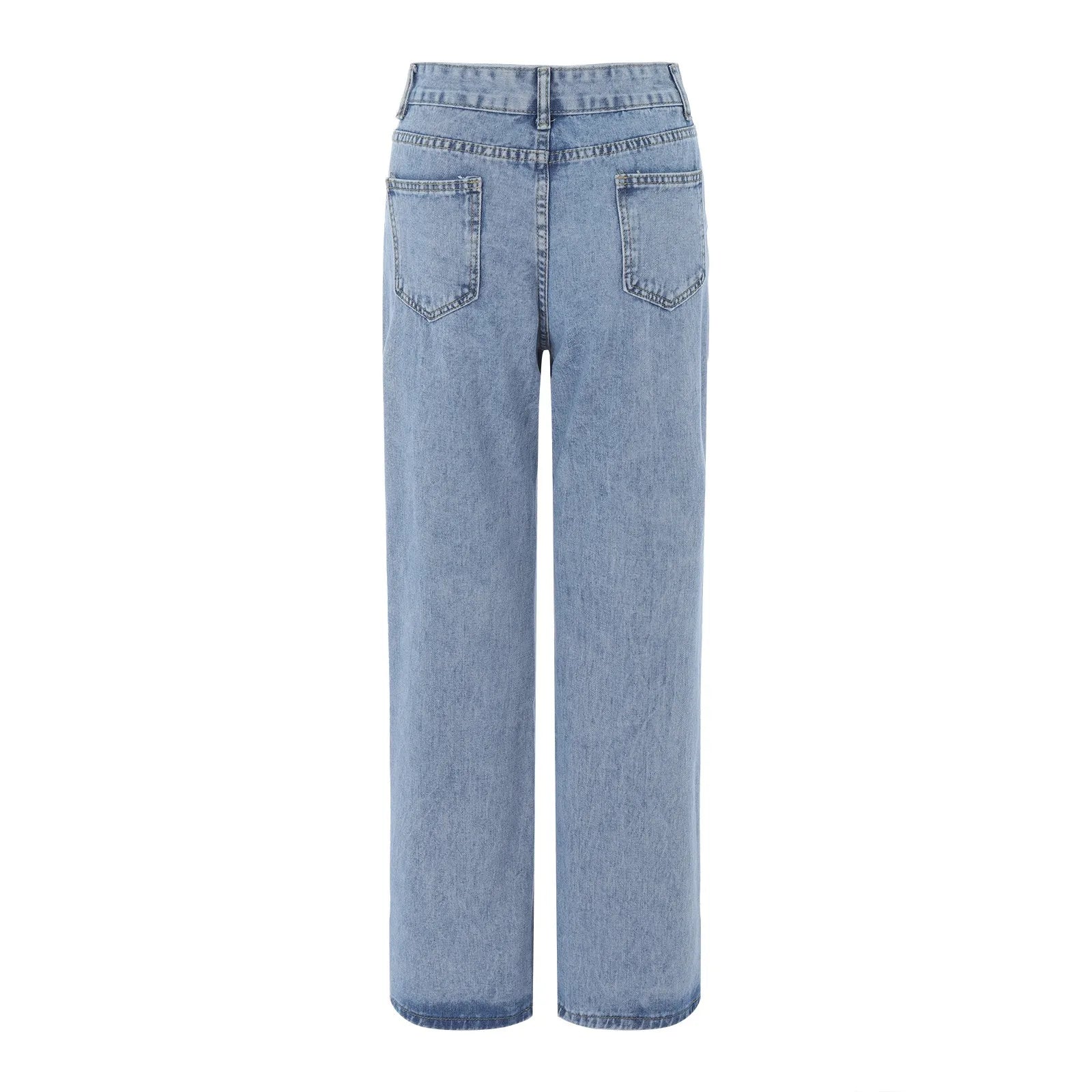 Lange broek - hooggewaist blauwe dames denim