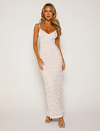 Lange kanten jurk - stijlvolle witte avondgown voor dames