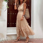 Dames boho maxi jurk met tiered ontwerp - lichte casual zomerjurk