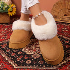 Faux fur gevoerde slippers - dames slip-on schoeisel - Bakkermode.nl