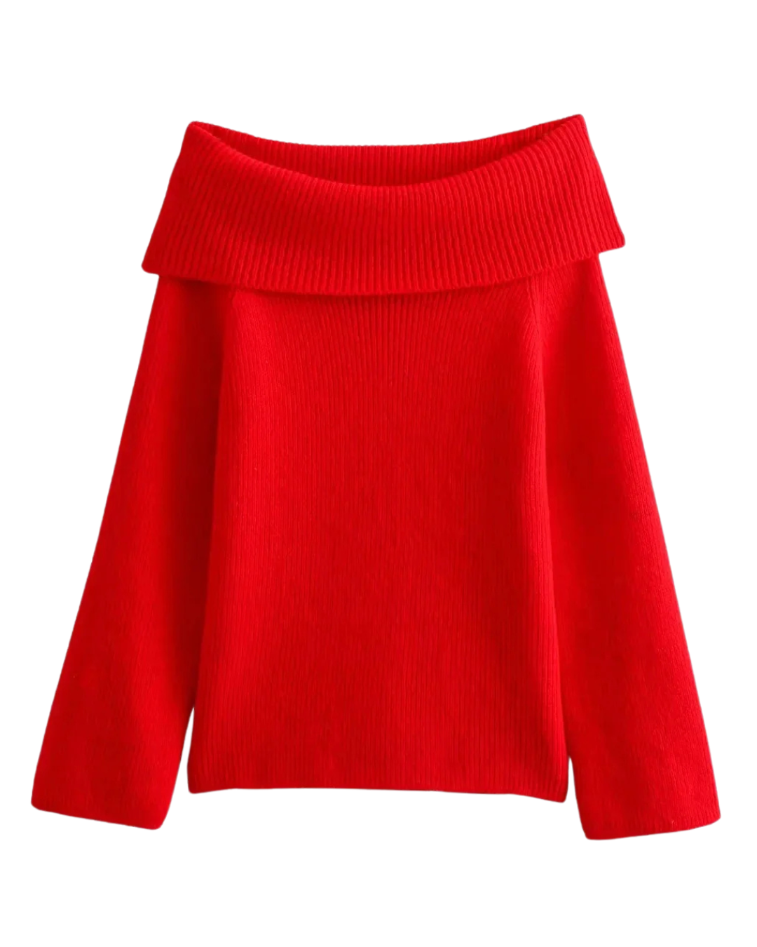 Off-shoulder pullover - leuke dames ribbed knit top - Bakkermode.nl