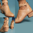 Leren enkelboots - trendy dames enkellaarsjes met rits en gespsluiting