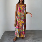 Vrouwen maxi jurk - lichtgewicht zomerstijl met levendige tropische print voor casual uitjes