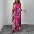 Vrouwen maxi jurk - lichtgewicht zomerstijl met levendige tropische print voor casual uitjes