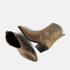 Leren enkellaarzen - metalen brons dames western stijl