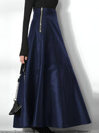 Pu leren maxi rok - verfijnde lange damesrok