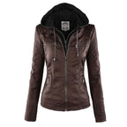 Dames leren hoodie jack - trendy ritsjack