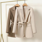 Dames blazer met ceintuur - elegante tailored jas voor vrouwen
