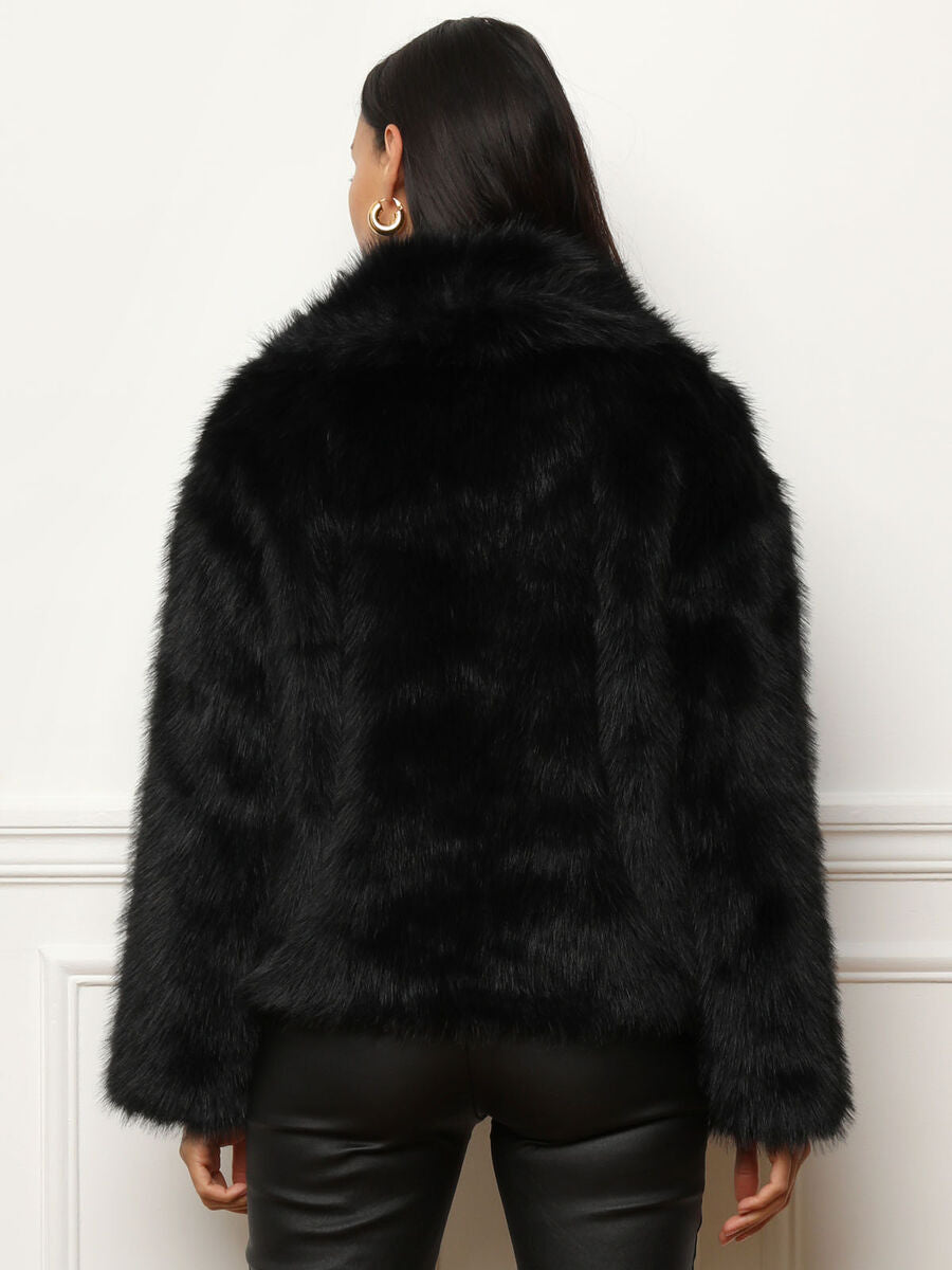 Bont jas voor dames - luxe grijze faux fur jas met brede kraag - Bakkermode.nl
