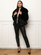 Bont jas voor dames - luxe grijze faux fur jas met brede kraag - Bakkermode.nl