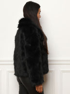 Bont jas voor dames - luxe grijze faux fur jas met brede kraag - Bakkermode.nl