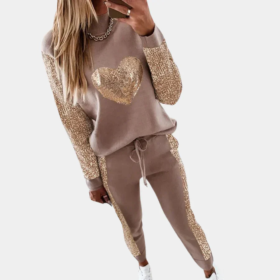 2-delige khaki loungewear set - modieuze dames set