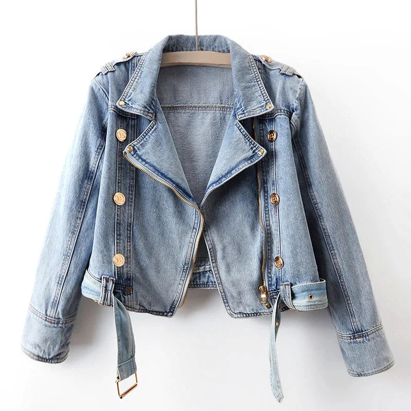 Denimjack - trendy cropped dames bikerjack