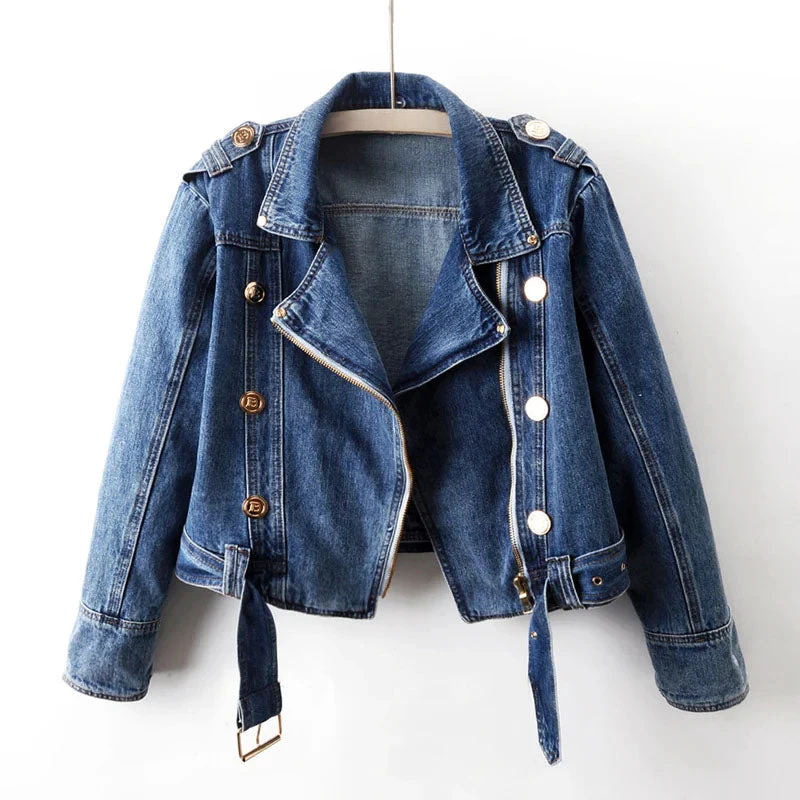 Denimjack - trendy cropped dames bikerjack