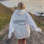 Dames oversized hoodie met inspirerende quote - casual dagelijkse outfit voor relaxte dagen