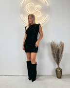 Dames sequined mini jurk - glamoureuze one-shoulder avondmode voor feesten