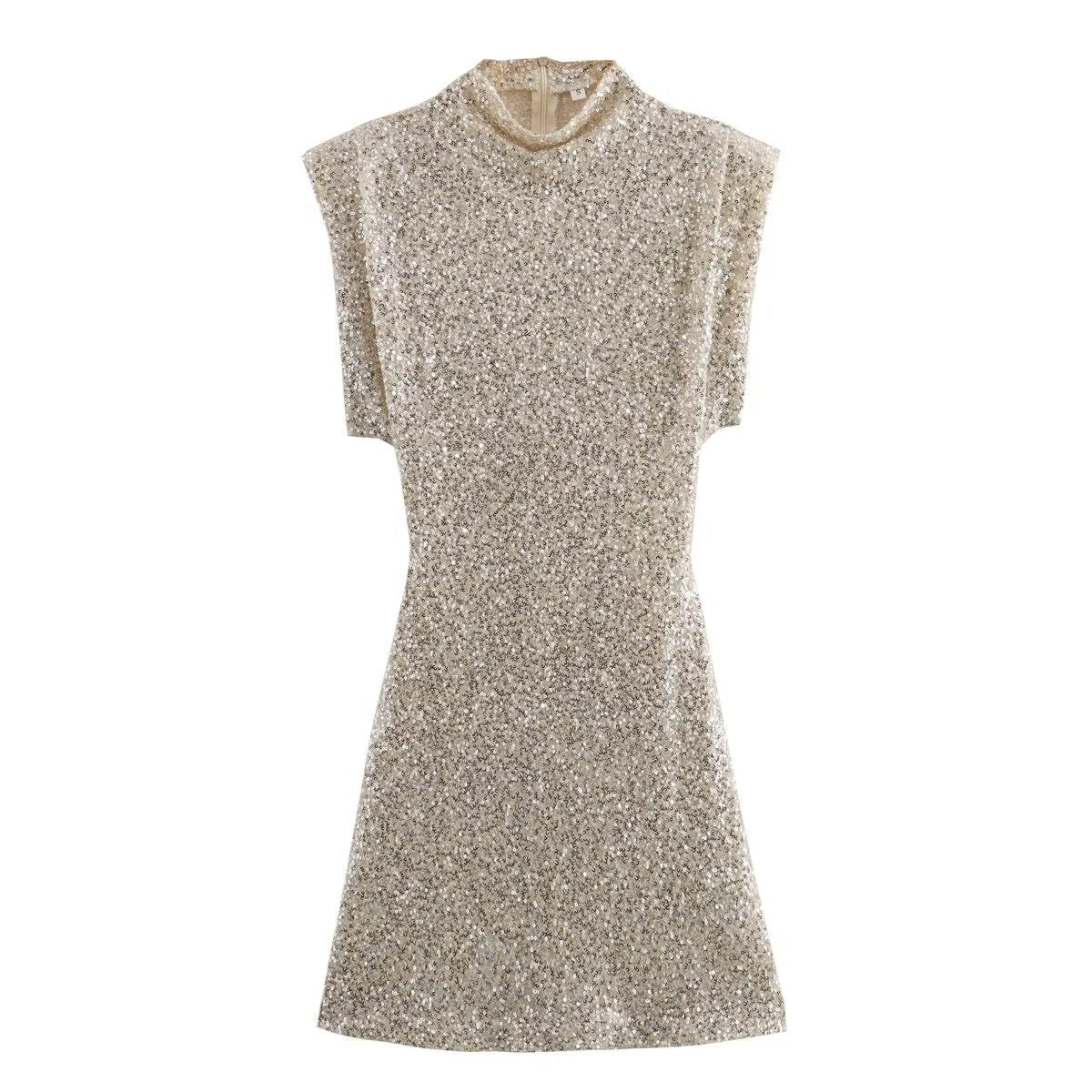 Dames sequined mini jurk - glamoureuze one-shoulder avondmode voor feesten