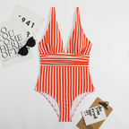 Dames zwemkleding elegante one-piece badpak - chique gestreept ontwerp voor strand en zwembad