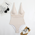 Dames zwemkleding elegante one-piece badpak - chique gestreept ontwerp voor strand en zwembad