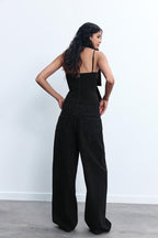 Dames tops met elegante strikdetails - zwarte glitter blouse voor avondsfeestjes