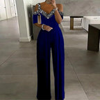 Dames stijlvolle jumpsuit met rhinestone details - chique off-shoulder ontwerp voor speciale gelegenheden