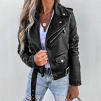 Leren bikerjack - trendy cropped leren jack voor vrouwen