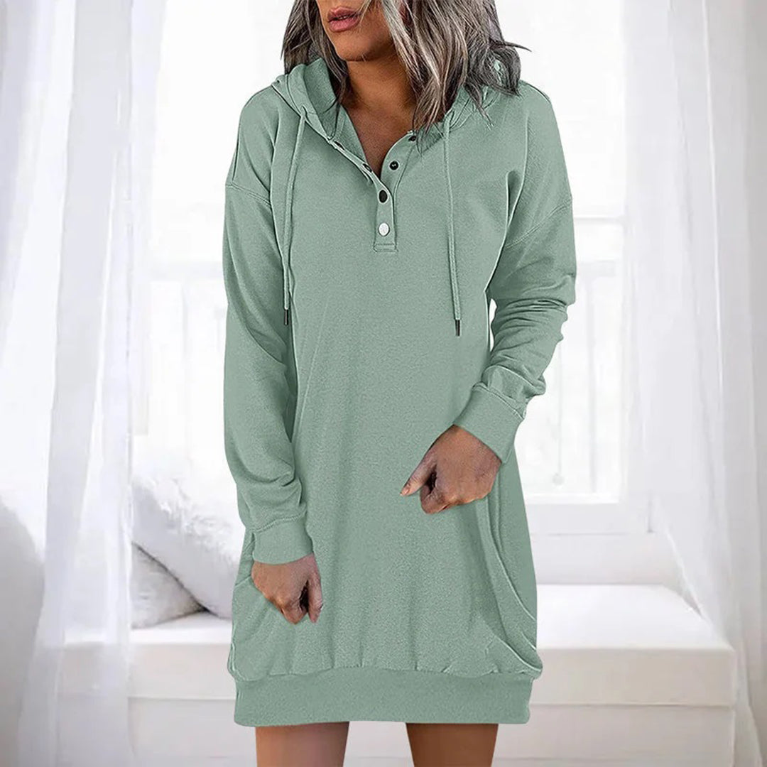 Hooded casual dress - stijlvolle vrouwen hoodie jurk