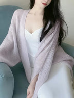 Gezellige gebreide cardigan met vleermuismouwen voor dames - Bakkermode.nl