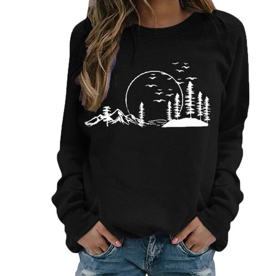 Pullover - damestrui met grafisch, natuurlijk ontwerp