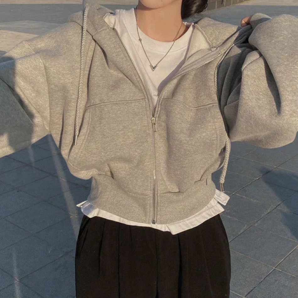 Oversized zip-up hoodie - comfy dames casualwear