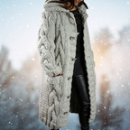 Lange gebreide cardigan - dames kabelgebreide jas - Bakkermode.nl