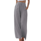 Vrouwen wijde pijpen broek van lichtgewicht linnen - flatterende hoge taille met zakken