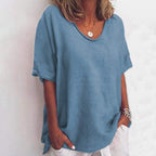 Dames casual t-shirt met een relaxte pasvorm voor elke dag - gezellige, losse stijl, onmisbaar in je garderobe