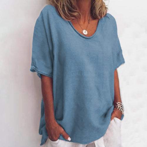 Dames casual t-shirt met een relaxte pasvorm voor elke dag - gezellige, losse stijl, onmisbaar in je garderobe