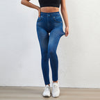 Hoge taille denim leggings - rekbare damesjeans voor een relaxte look
