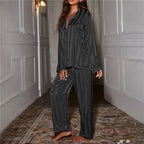 2-delige pyjama set - stijlvolle gestreepte dames slaapmode