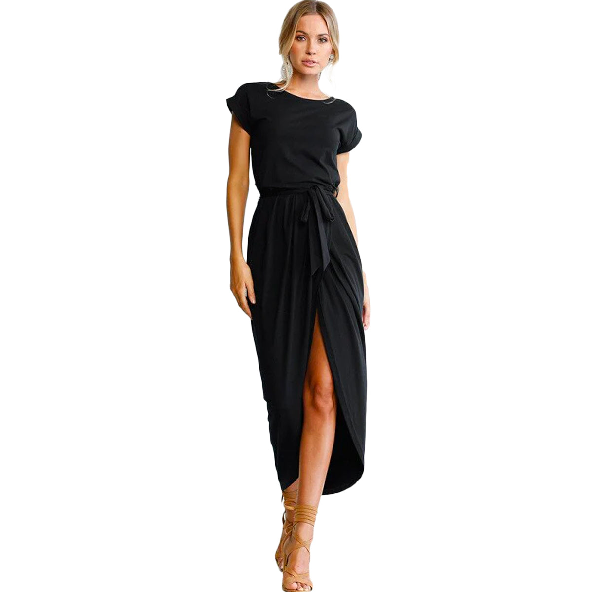 Maxi jurk met korte mouwen - elegante casual damesjurk