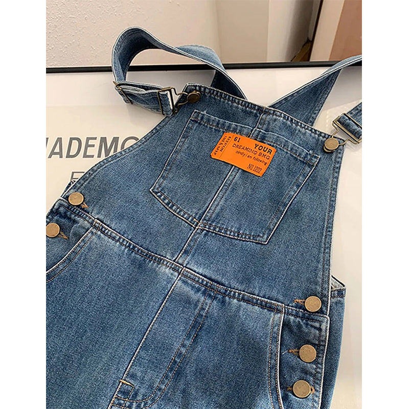Dames denim overalls vintage-stijl dungarees in blauw - casual mode voor elke gelegenheid