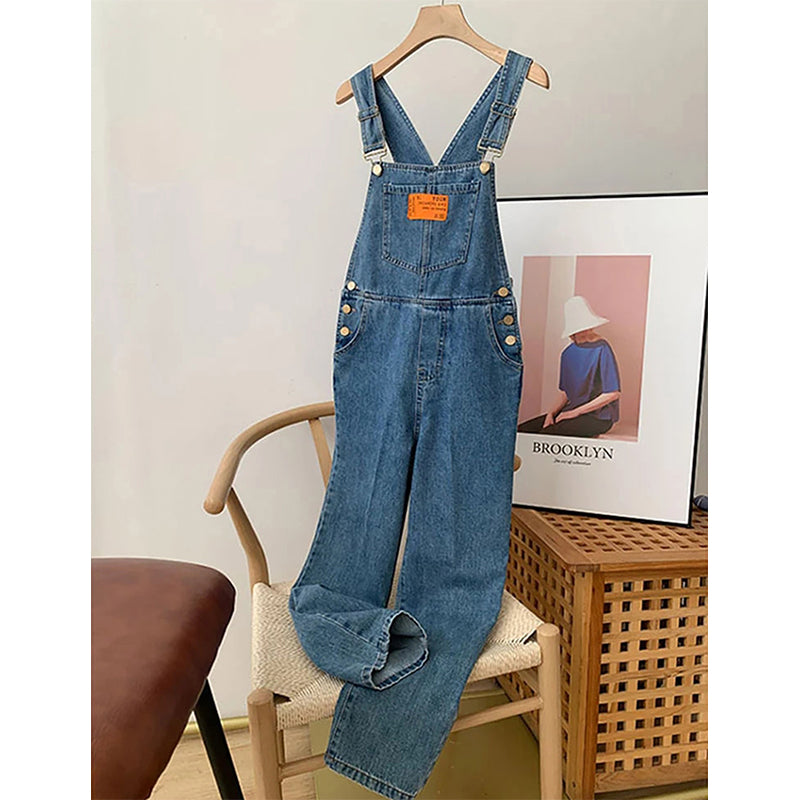 Dames denim overalls vintage-stijl dungarees in blauw - casual mode voor elke gelegenheid
